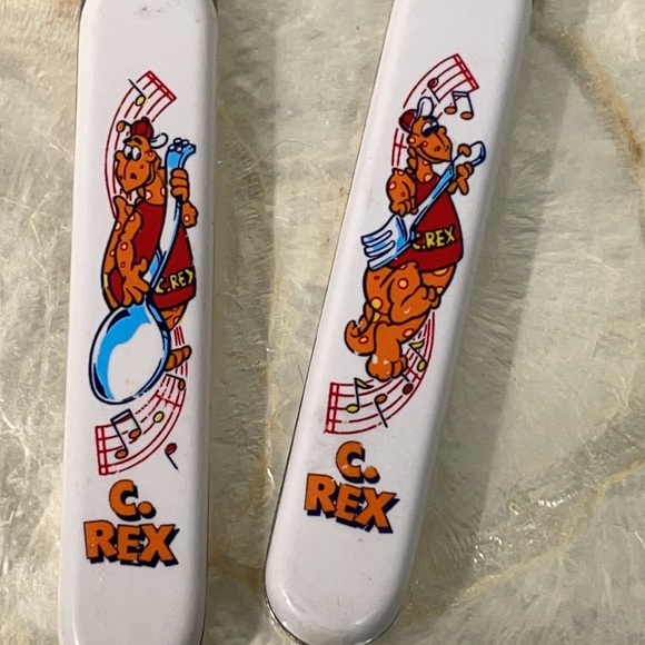 Rare Vintage 1987 Kraft Macaroni & Cheese Cheesasaurus Rex! 2 Forks 2 Spoons ! - Picture 3 of 11